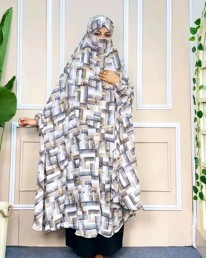 Premium Printed Butterfly Khimar with Niqab KW31