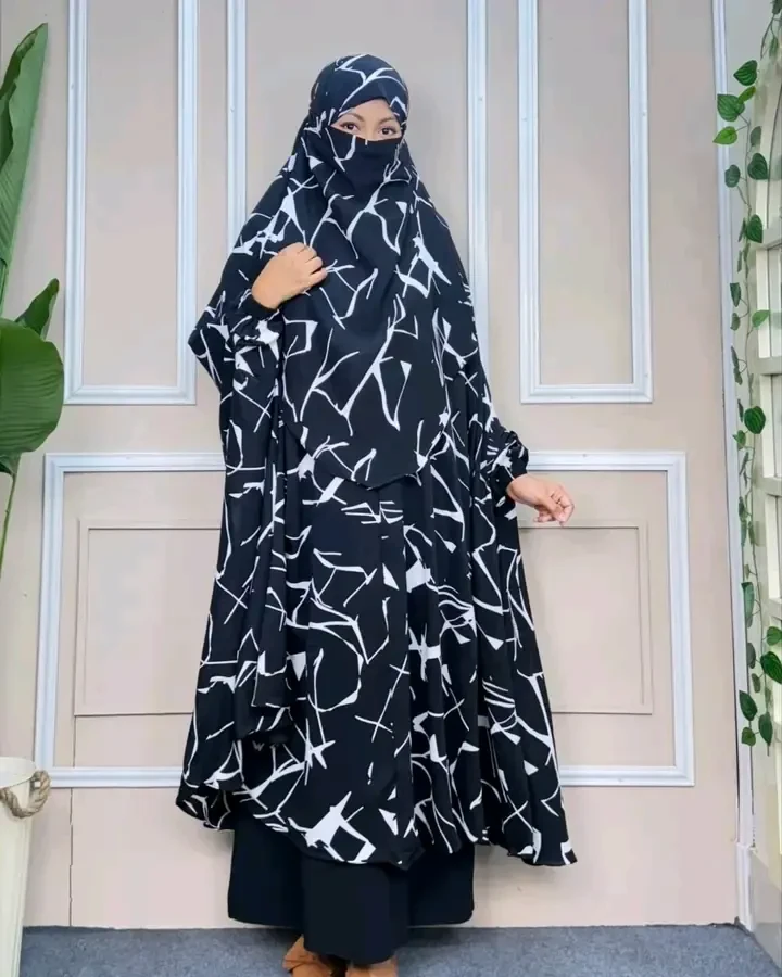 Premium Printed Butterfly Khimar with Niqab KW28