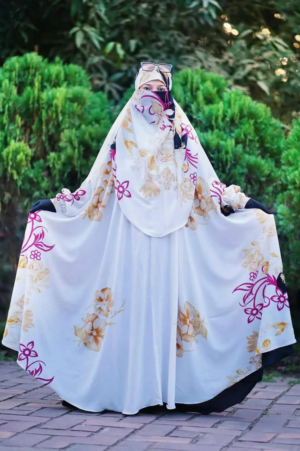 Premium Printed Butterfly Khimar Set-KW4
