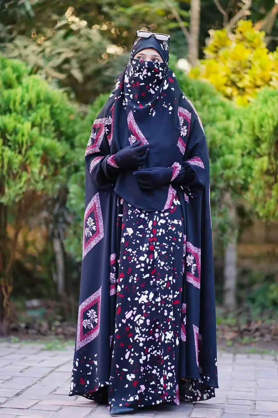 Premium Printed Butterfly Khimar Set-KW3