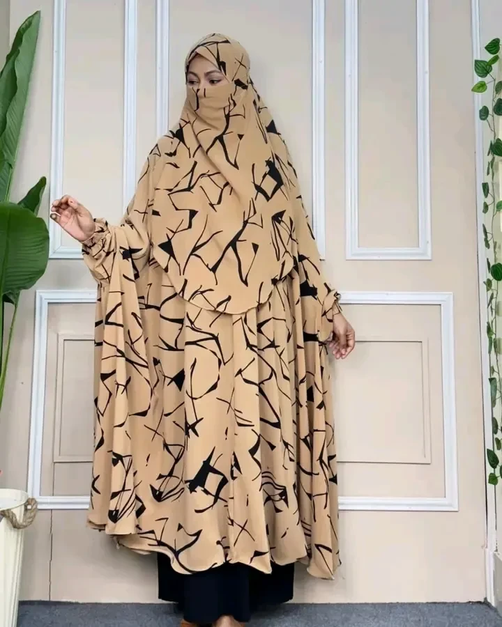 Premium Printed Butterfly Khimar with Niqab KW29