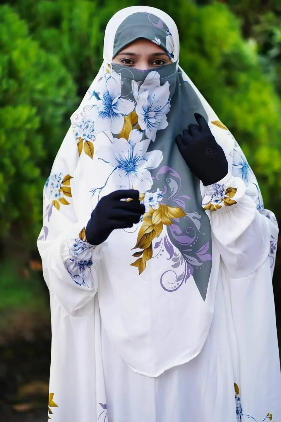 Premium Printed Butterfly Khimar Set-KW5